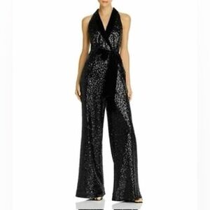 Jill Stuart Black Sequin Halter Jumpsuit
